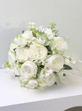 高级感领证手捧花 结婚婚礼新娘伴娘玫瑰仿真花 婚纱摄影拍照假花