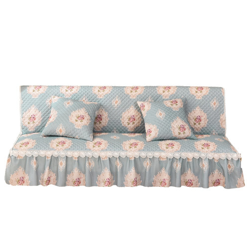 欧式加厚无扶手折叠沙发床套罩印花床裙简易沙发垫可拆洗四季通用 - 图3