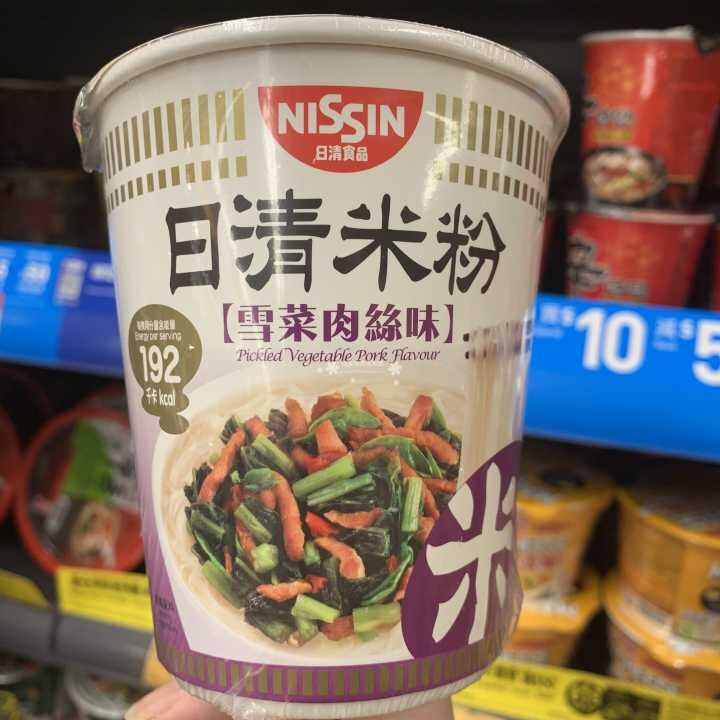 香港制造 NISSIN港版日清进口雪菜肉丝味杯米粉 美味速食米粉57g - 图1