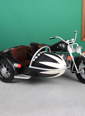 三轮侉子摩托车模型复古装饰摆件