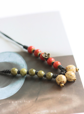 新中式陶瓷可调毛衣链女项链编织