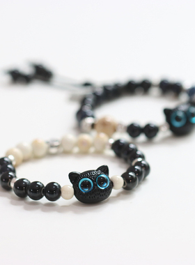 森系小众猫头鹰景德镇手链手串