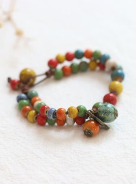 民族风景德镇陶瓷手链多层国风