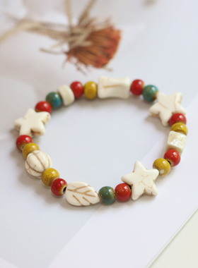 波西米亚风白松石陶瓷手链情侣