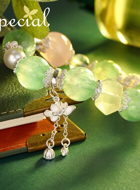 水晶绿萤石手链森系轻奢小众女