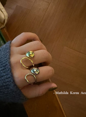 欧美ins风金属双层光面戒指