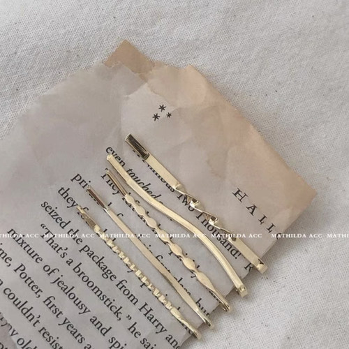 韩国简约风发夹套装少女金属拉丝一字夹刘海ins头饰边夹卡子森系 - 图3