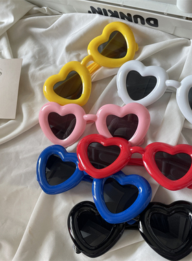 2024新款时尚充气墨镜桃心亲子搞怪眼镜欧美面包可爱爱心太阳镜女