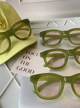 夏季少女牛油果绿色韩版太阳镜防紫外线学生浅茶色片元气穿搭墨镜