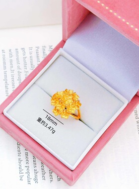 24K黄金色繁花活口戒指女轻奢