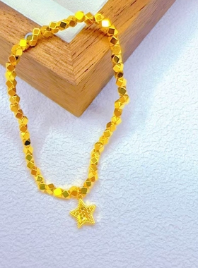 新中式复古国风沙金手链