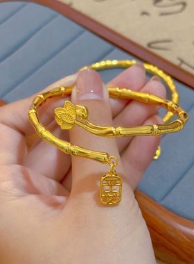 新中式古法沙金国风竹节保平安