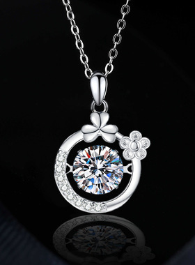 S925纯银莫桑石吊坠项链