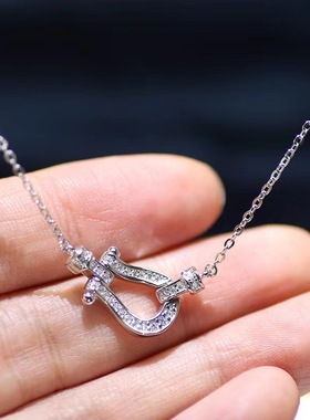 高级幸运马蹄项链航海马蹄扣锁骨链轻奢旋转欧美设计感直播抖音