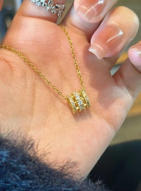 高级感钛钢小蛮腰项链镶嵌锆石小