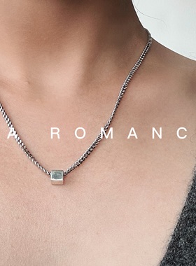JaR 新款简约方块吊坠男女高级感项链s925纯银设计感毛衣链锁骨链