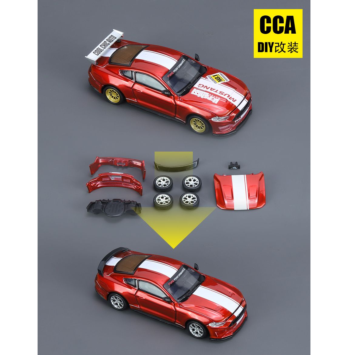 CCA1:42福特野马合金汽车模型拼改装拆卸金属玩具车儿童男孩玩具 - 图0