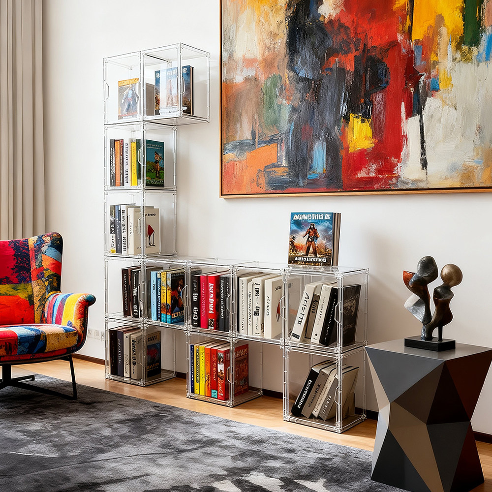 创意自由组合书柜防尘防潮书籍整理展示架透明亚克力绘本多层书架,淘宝优惠券,粉丝福利购,淘宝优惠卷