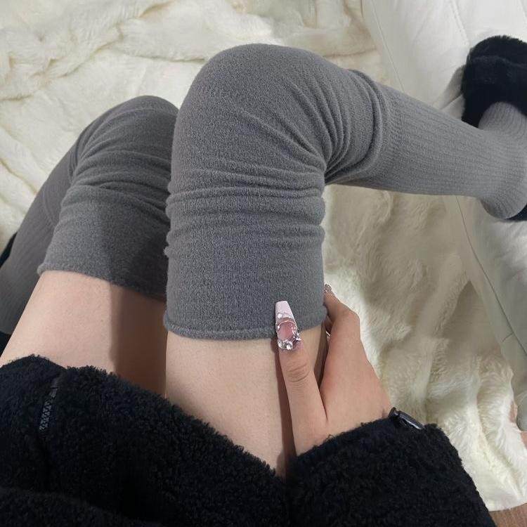秋冬季加绒过膝袜子女秋冬季长筒加厚保暖卷边暖色小腿袜套堆堆袜,淘宝优惠券,粉丝福利购,淘宝优惠卷
