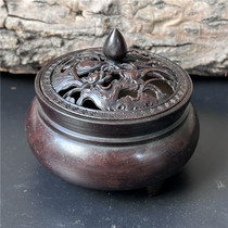 Imitation ancient bronze instrumental handicraft old hidden bronze hollowed-out mandarin lotus flower fine incense stove with pulp and mellow with good connoisseurg