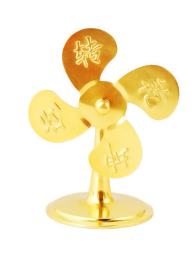 黄铜转运风车摆件铜风车摆饰风生水起家居装饰迷你小风扇工艺品