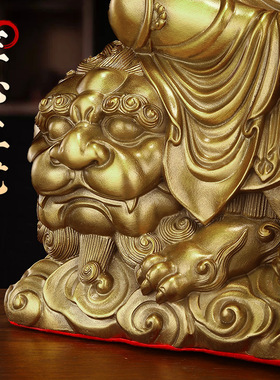 厂家直供纯黄铜供奉文殊菩萨佛像普贤菩萨佛像家居客厅桌面摆件