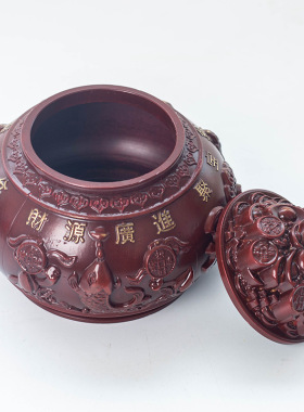 紫铜五路财神聚宝盆摆件 聚宝盆摆件家居用品开业礼品金属工艺品