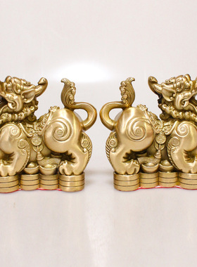 厂家现货黄铜精工貔貅摆件 铜貔貅一对家居办公摆件工艺品批发