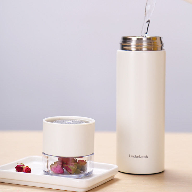 乐扣乐扣保温杯茶水分离便携简约杯子泡茶水杯316L不锈钢内胆茶杯