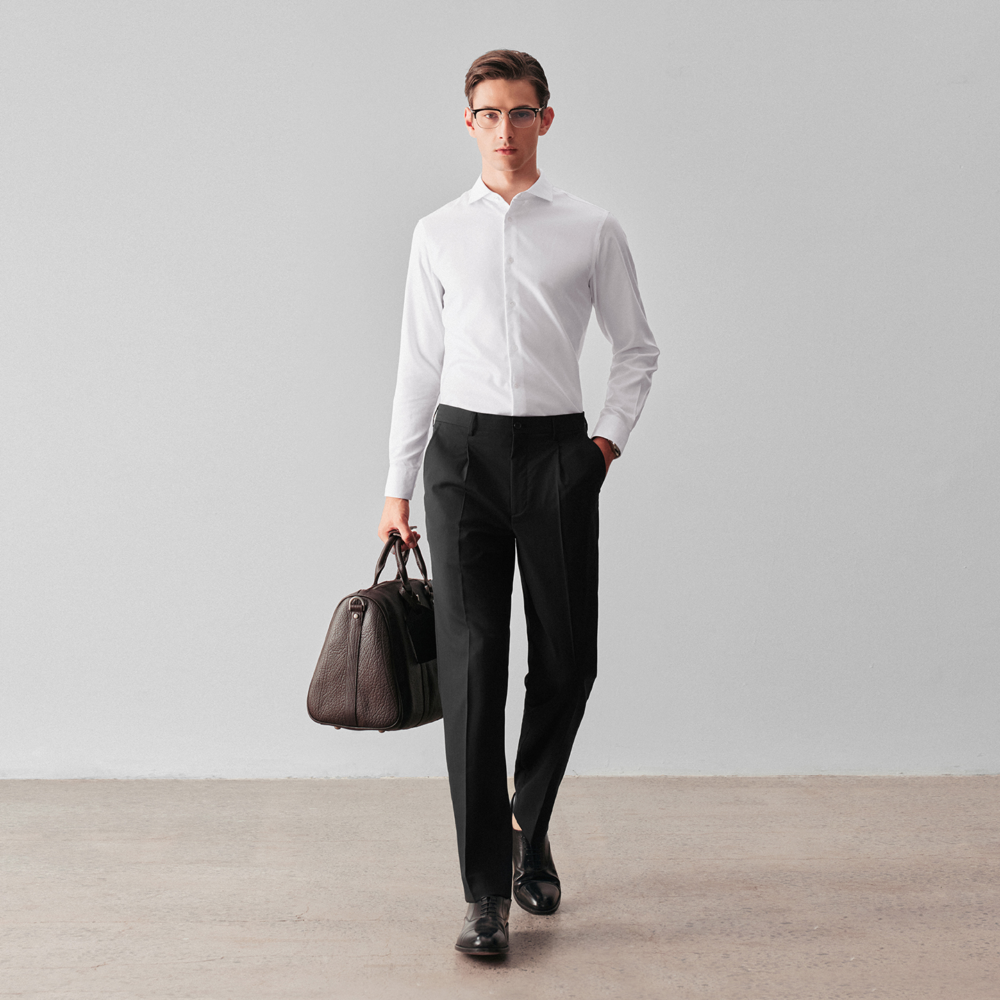 柏品可机洗澳洲羊毛西裤男士秋季易打理商务休闲通勤直筒正装裤子 - 图3