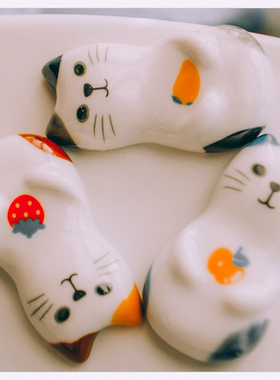 猫咪桌面摆件陶瓷装饰田园