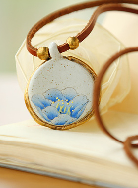 陶瓷手绘复古情侣毛衣链吊坠