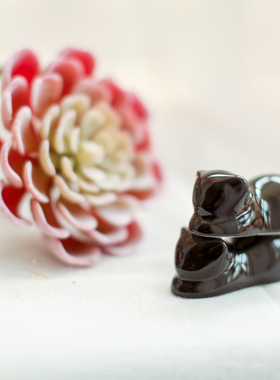 zakka日式风陶瓷筷托黑白猫摆件