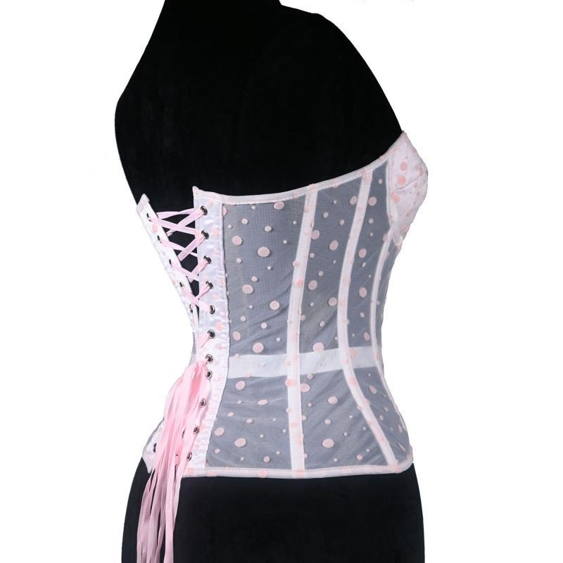 法式波点复古优雅束身衣 网纱透视束腰薄款内衣 ins紧身性感胸衣 - 图2