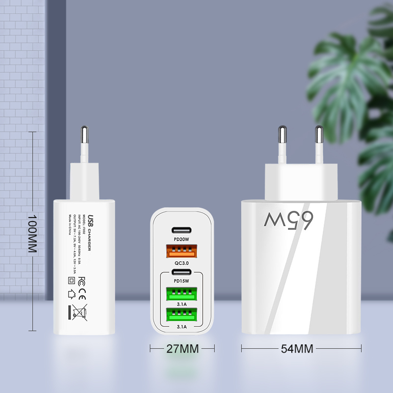 65W氮化镓充电器适用于iphone14/11苹果手机12/13promax快充头双Type-C插头3USB5口英标港版欧标PD充电头日本 - 图0