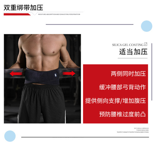 AQ护腰男专业透气羽毛球健身篮球女运动腰带支撑损伤扭伤腰部护具 - 图2