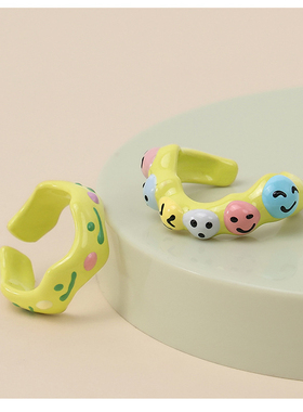 春白茸「荧光少女」可爱甜美百搭开口戒多彩夏日戒指时尚高级感女