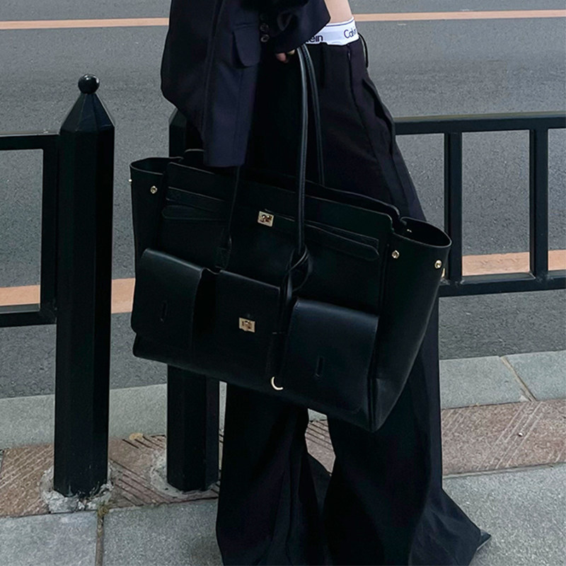 辣妹托特机车包2025新款锁扣翅膀包单肩手提子母包中性口袋通勤包,淘宝优惠券,粉丝福利购,淘宝优惠卷