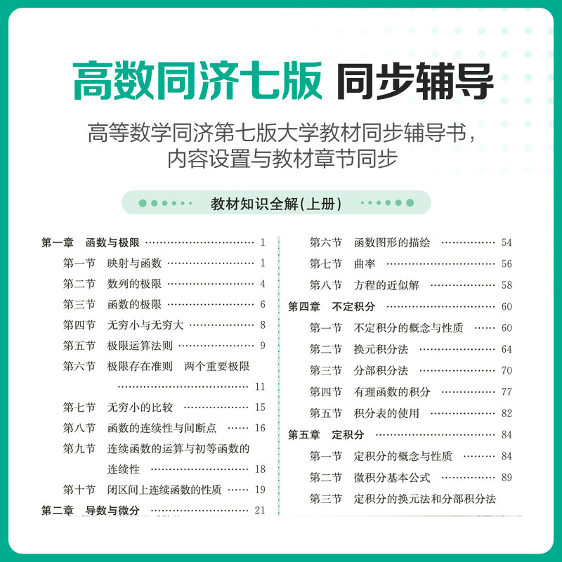 高等数学同济七版习题册高数辅导书习题集同济大学高等数学第七版7版大一教材课本练习册答案全解析指南上册下册燎原考研同步讲义_虎窝淘
