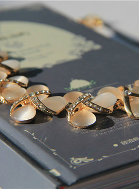 猫眼石水钻四叶草花朵时尚饰品