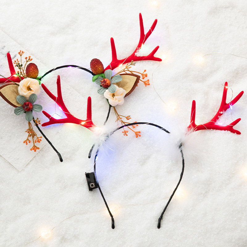 诺琪 森系女范圣诞鹿角发夹头饰儿童成人麋鹿头扣圣诞节礼物头箍 - 图3