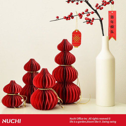 诺琪 2026新年装饰品折叠纸葫芦红色新中式摆件店铺春节家用布置 - 图1