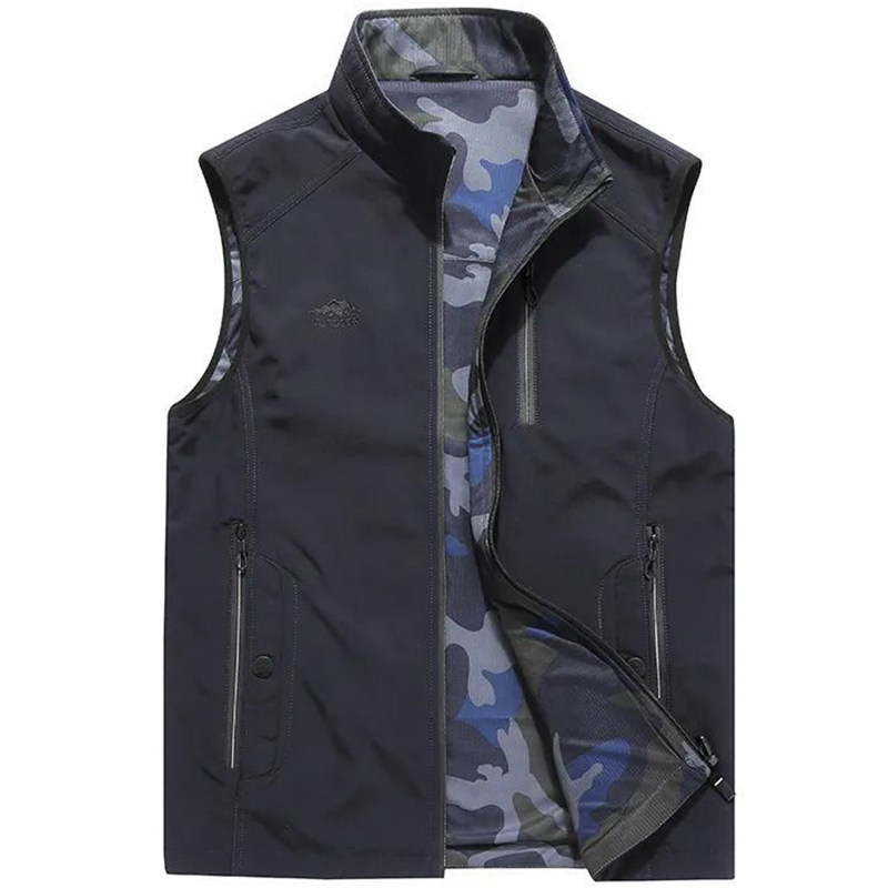 户外休闲双面穿马甲男春秋多袋速干透气宽松大码马夹立领工装背心,淘宝优惠券,粉丝福利购,淘宝优惠卷