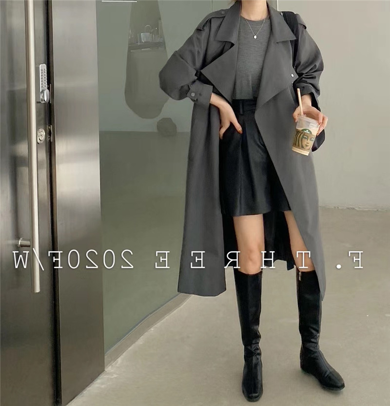 秋装新款韩版英伦风宽松收腰过膝百搭外套女长风衣 F.THREE2020 秋装新款韩版英伦风宽松收腰过膝百搭外套女长风衣 F.THREE2020