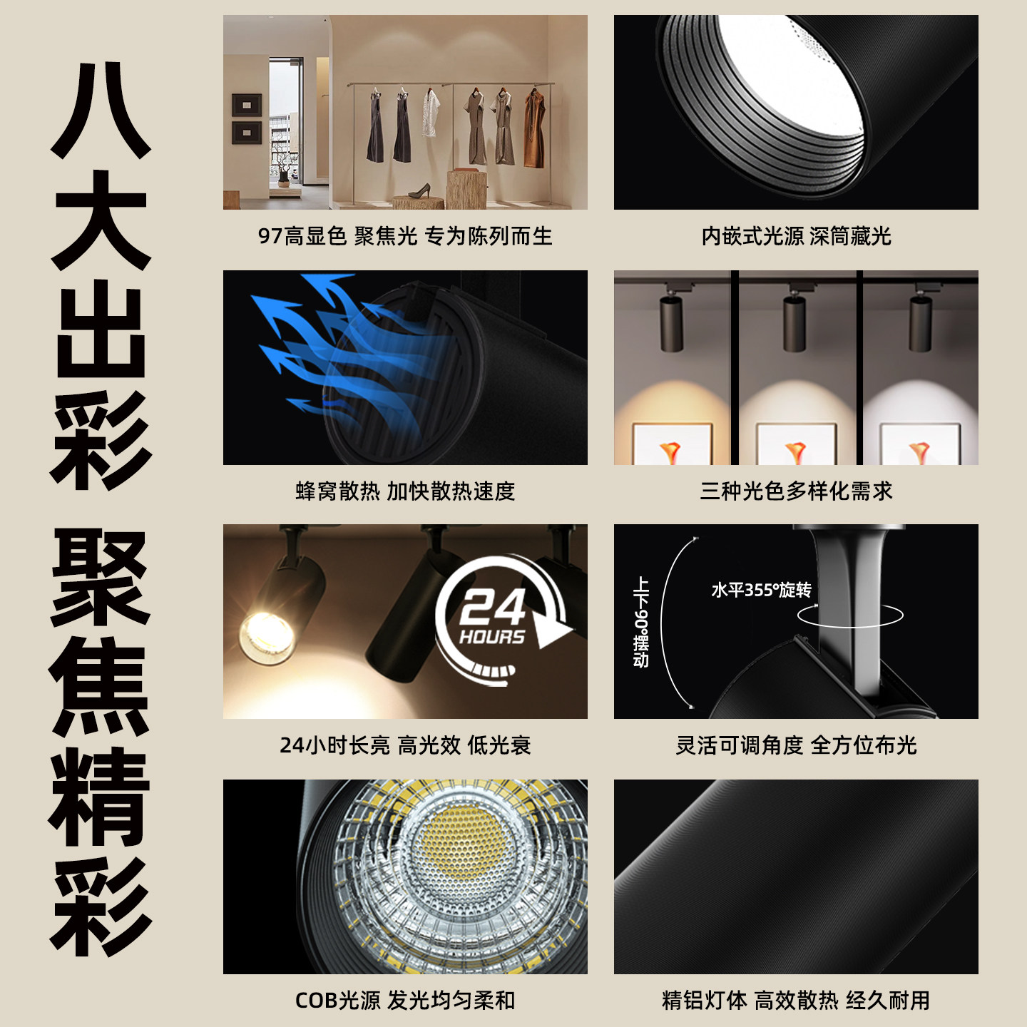 服装店射灯led轨道灯导轨式店铺商用明装轨道灯超亮背景墙天花灯,淘宝优惠券,粉丝福利购,淘宝优惠卷