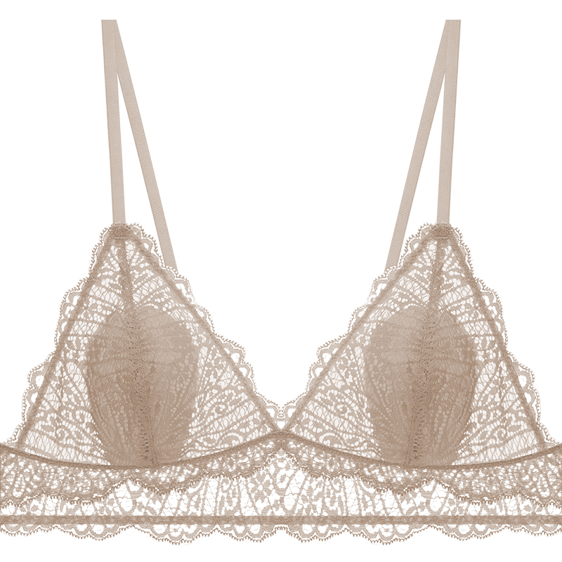 宝诗嫣性感法式内衣女薄款夏季大胸显小蕾丝小胸文胸三角杯胸罩