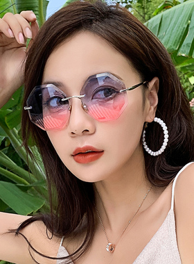 墨镜无框多边形ins韩版太阳眼镜