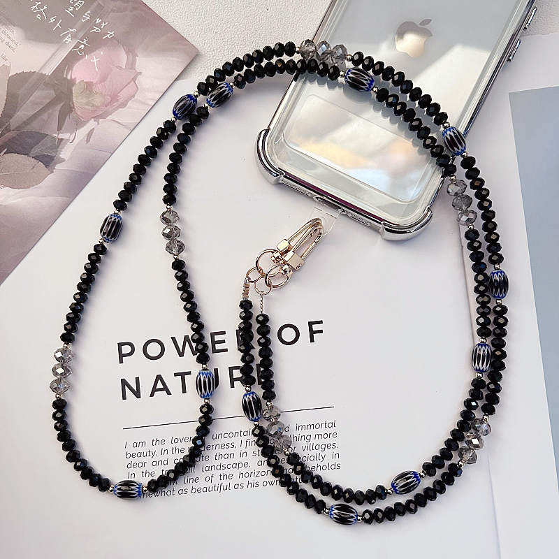 原创尼泊尔复古琉璃手机链长款挂脖挂饰斜背黑水晶手机通用可拆卸,淘宝优惠券,粉丝福利购,淘宝优惠卷