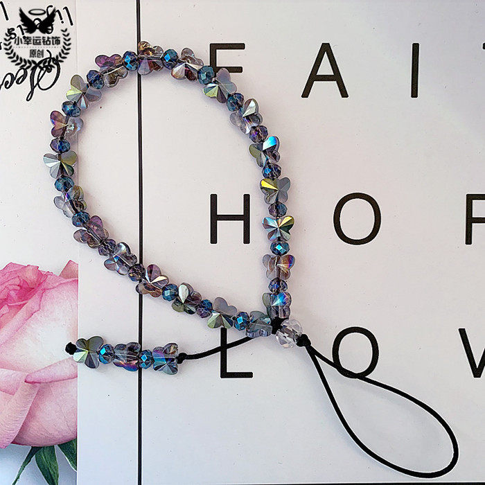 原创设计蝴蝶水晶挂脖挂绳长短款手机挂件牢固耐用通用防丢女款新_虎窝淘