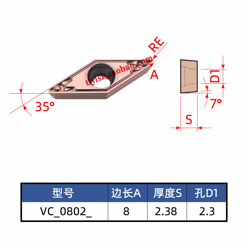 35度小菱形尖刀镗孔刀片刀粒VCMT080204/080202HQ替换PR930 TN60 - 图0